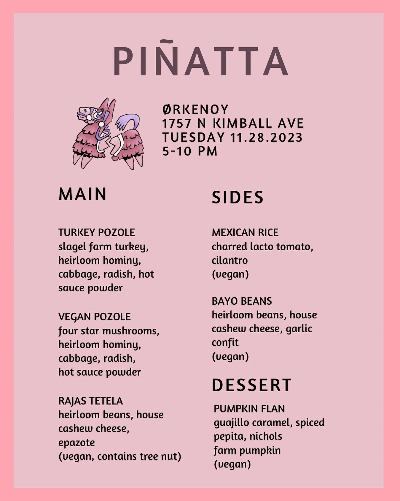 Pinatta - Orkenoy Menu 11 28 2023